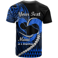 Personalised Hawaii T Shirt Maui Be Strong Kakau Blue Version - Wonder Print Shop