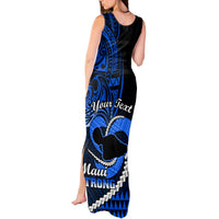 Personalised Hawaii Tank Maxi Dress Maui Be Strong Kakau Blue Version - Wonder Print Shop