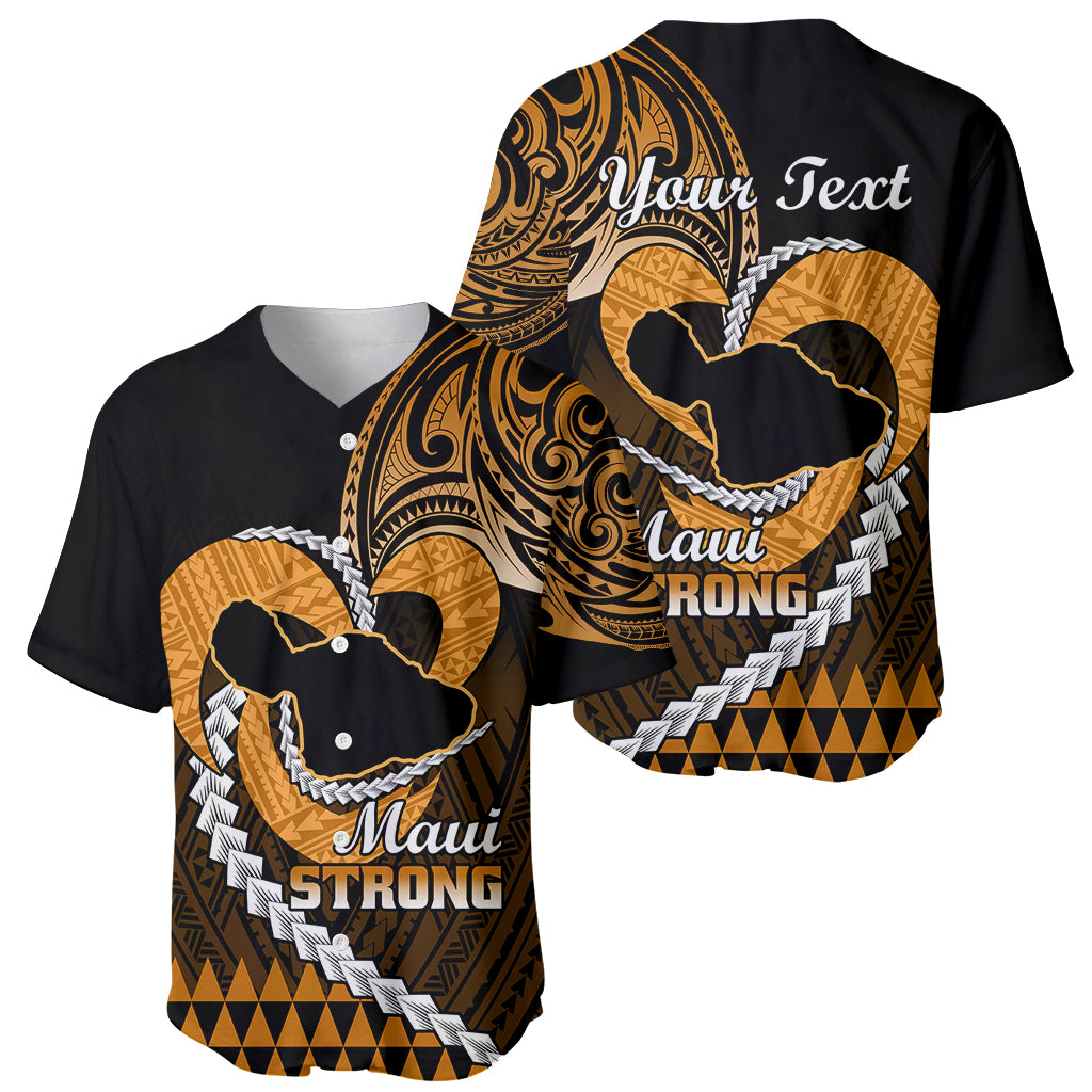 Personalised Hawaii Baseball Jersey Maui Be Strong Kakau Gold Version - Wonder Print Shop