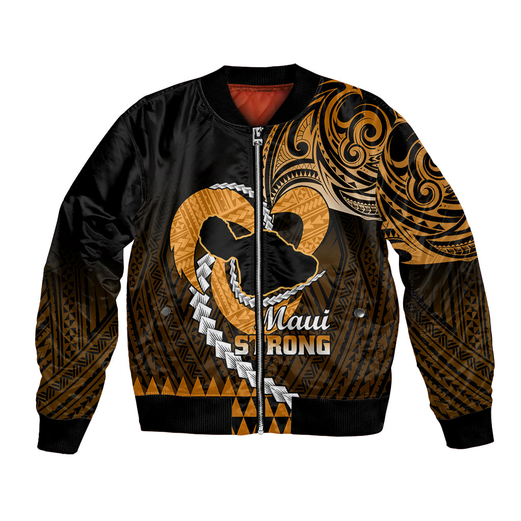 Personalised Hawaii Bomber Jacket Maui Be Strong Kakau Gold Version - Wonder Print Shop