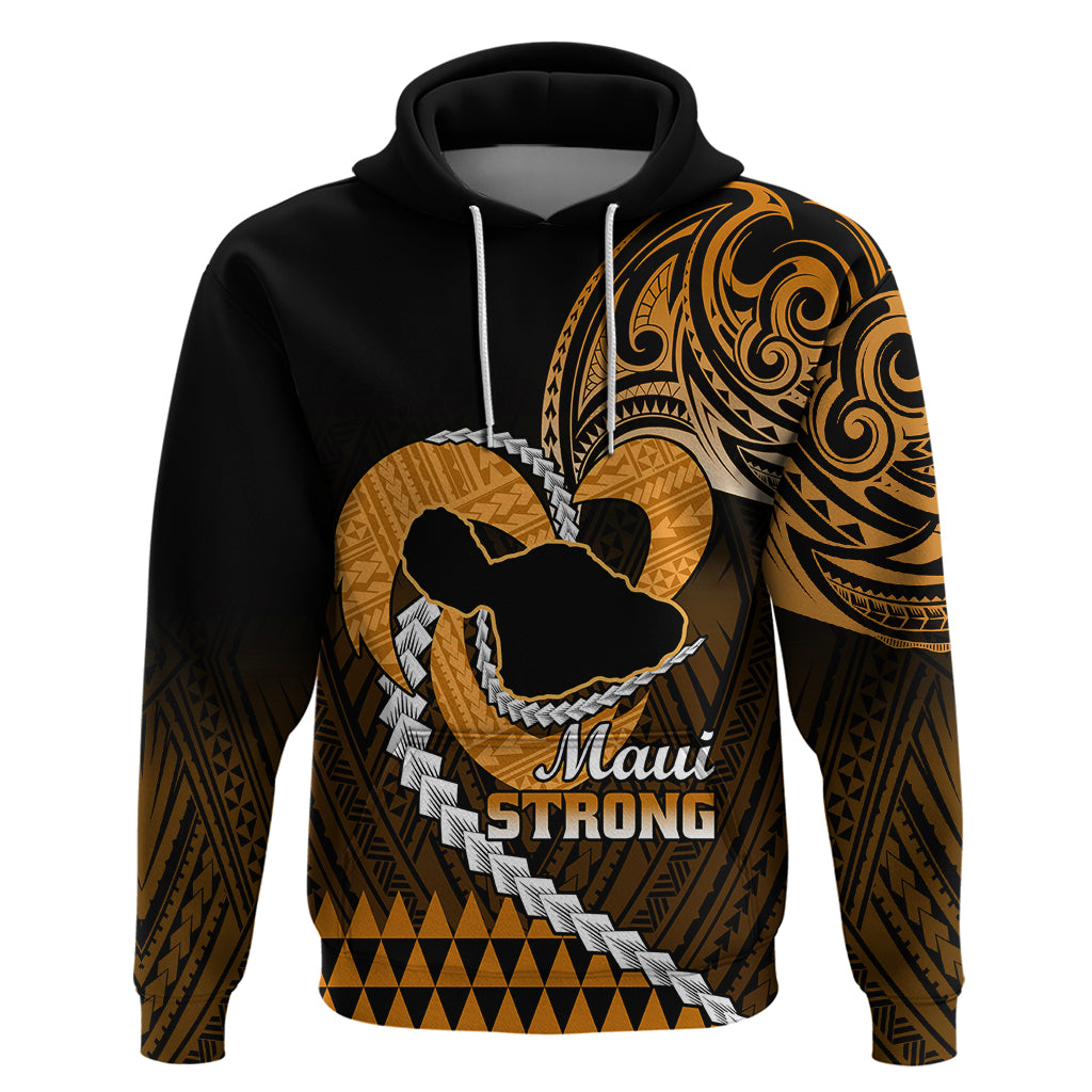 Personalised Hawaii Hoodie Maui Be Strong Kakau Gold Version - Wonder Print Shop