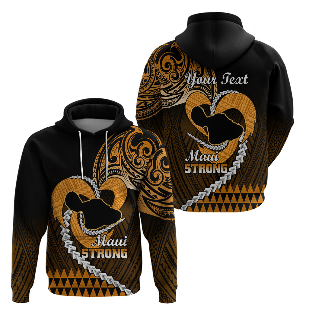 Personalised Hawaii Hoodie Maui Be Strong Kakau Gold Version - Wonder Print Shop