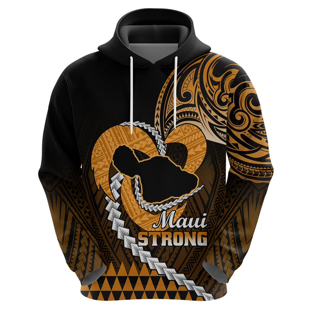 Personalised Hawaii Hoodie Maui Be Strong Kakau Gold Version - Wonder Print Shop