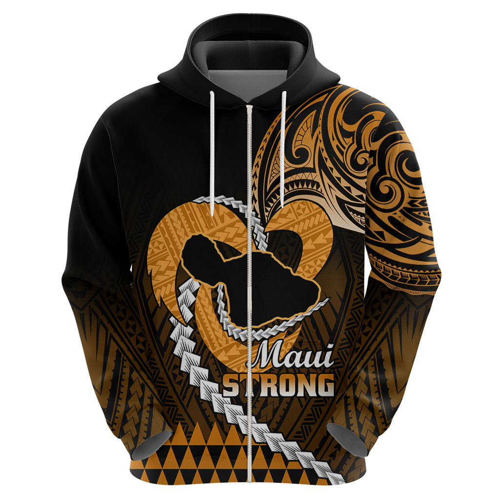 Personalised Hawaii Hoodie Maui Be Strong Kakau Gold Version - Wonder Print Shop
