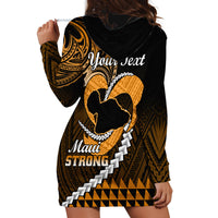 Personalised Hawaii Hoodie Dress Maui Be Strong Kakau Gold Version - Wonder Print Shop