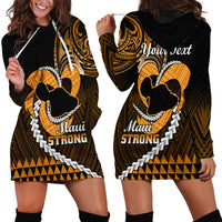 Personalised Hawaii Hoodie Dress Maui Be Strong Kakau Gold Version - Wonder Print Shop