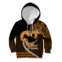 Personalised Hawaii Kid Hoodie Maui Be Strong Kakau Gold Version - Wonder Print Shop
