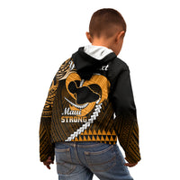 Personalised Hawaii Kid Hoodie Maui Be Strong Kakau Gold Version - Wonder Print Shop