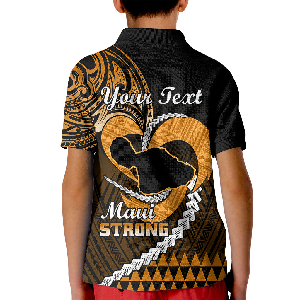 Personalised Hawaii Kid Polo Shirt Maui Be Strong Kakau Gold Version - Wonder Print Shop