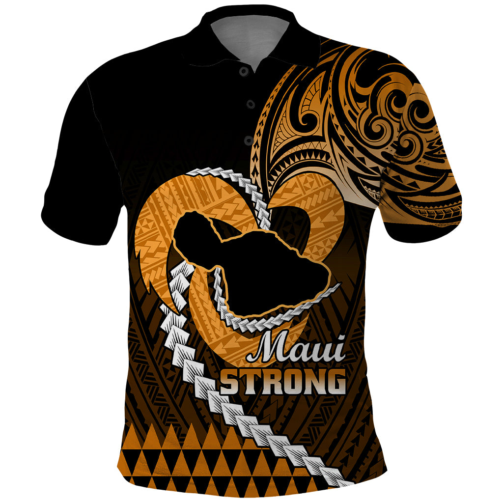 Personalised Hawaii Polo Shirt Maui Be Strong Kakau Gold Version - Wonder Print Shop