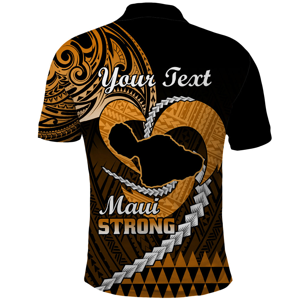 Personalised Hawaii Polo Shirt Maui Be Strong Kakau Gold Version - Wonder Print Shop