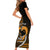 Personalised Hawaii Short Sleeve Bodycon Dress Maui Be Strong Kakau Gold Version - Wonder Print Shop