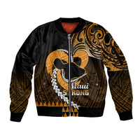 Personalised Hawaii Sleeve Zip Bomber Jacket Maui Be Strong Kakau Gold Version - Wonder Print Shop