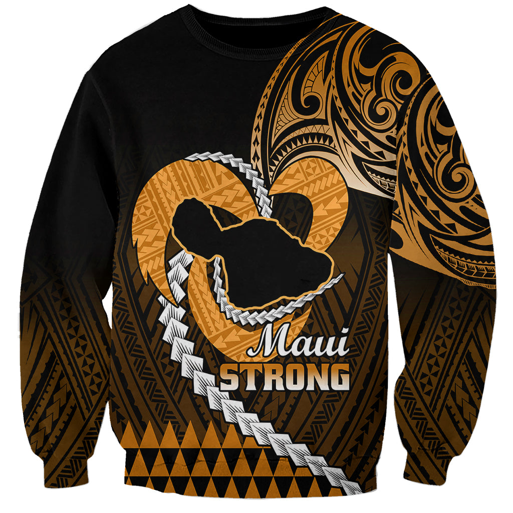 Personalised Hawaii Sweatshirt Maui Be Strong Kakau Gold Version - Wonder Print Shop