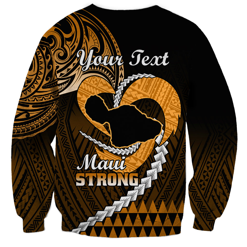 Personalised Hawaii Sweatshirt Maui Be Strong Kakau Gold Version - Wonder Print Shop