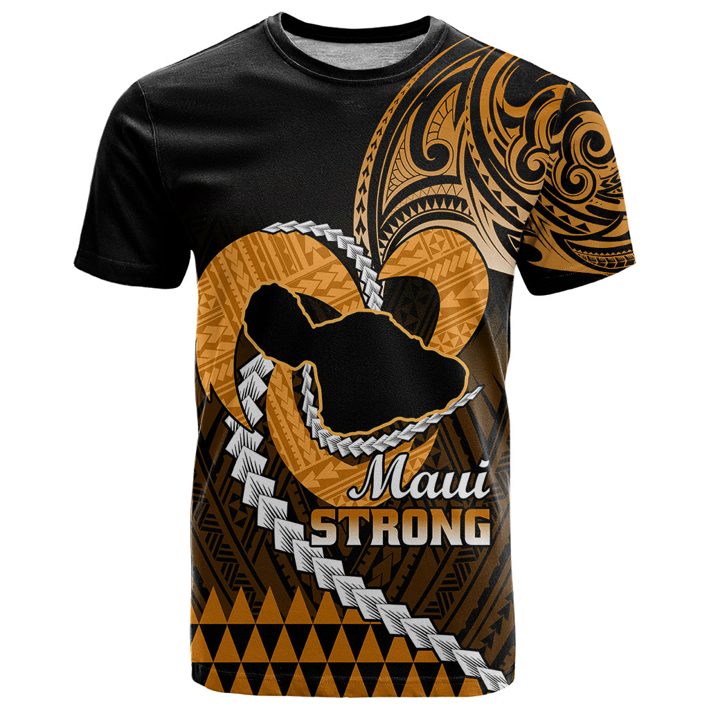 Personalised Hawaii T Shirt Maui Be Strong Kakau Gold Version - Wonder Print Shop