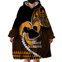 Personalised Hawaii Wearable Blanket Hoodie Maui Be Strong Kakau Gold Version - Wonder Print Shop