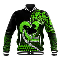 Personalised Hawaii Baseball Jacket Maui Be Strong Kakau Green Version - Wonder Print Shop