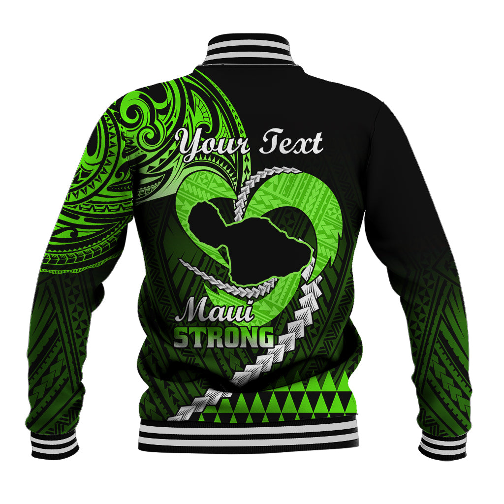 Personalised Hawaii Baseball Jacket Maui Be Strong Kakau Green Version - Wonder Print Shop