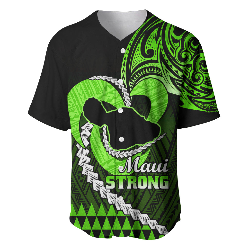 Personalised Hawaii Baseball Jersey Maui Be Strong Kakau Green Version - Wonder Print Shop
