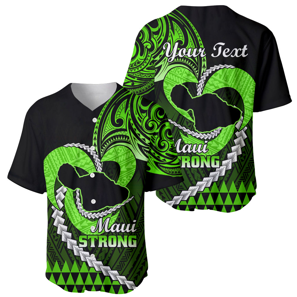 Personalised Hawaii Baseball Jersey Maui Be Strong Kakau Green Version - Wonder Print Shop