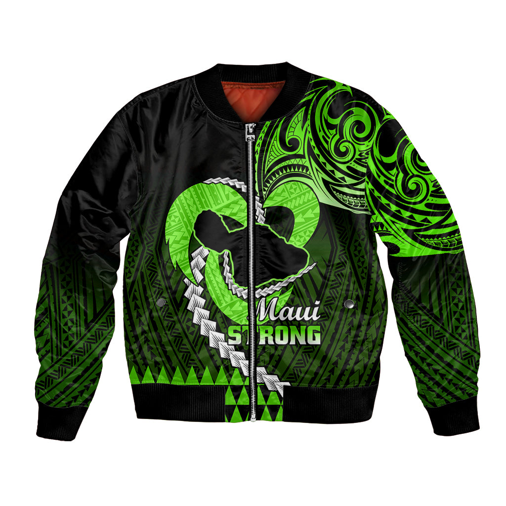 Personalised Hawaii Bomber Jacket Maui Be Strong Kakau Green Version - Wonder Print Shop