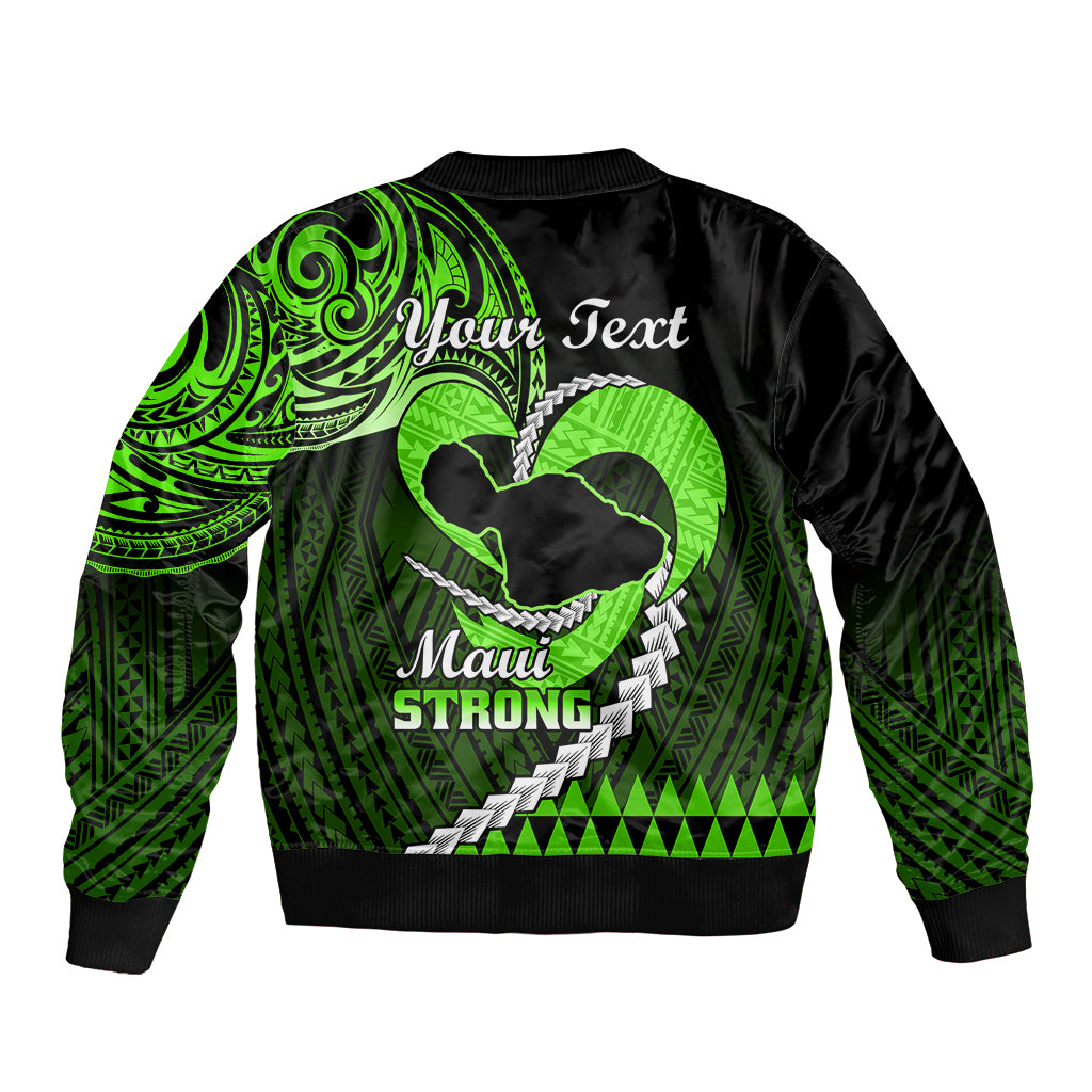 Personalised Hawaii Bomber Jacket Maui Be Strong Kakau Green Version - Wonder Print Shop