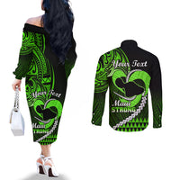 personalised-hawaii-couples-matching-off-the-shoulder-long-sleeve-dress-and-long-sleeve-button-shirts-maui-be-strong-kakau-green-version