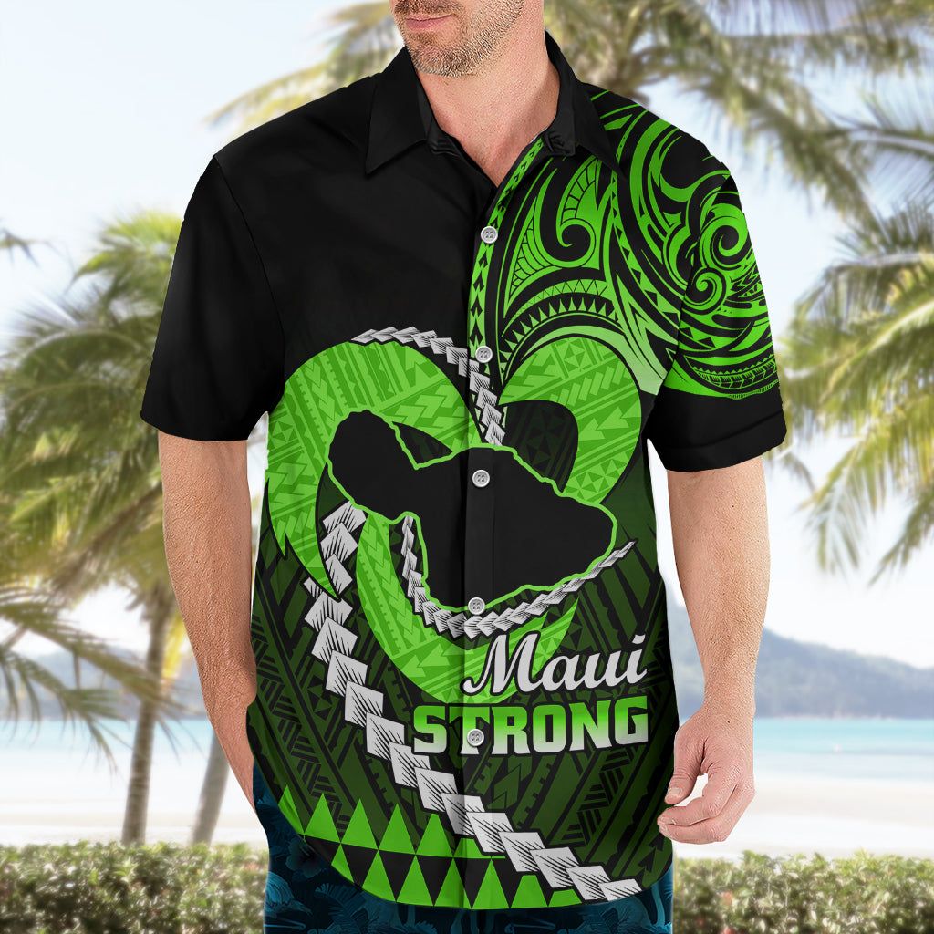 Personalised Hawaii Hawaiian Shirt Maui Be Strong Kakau Green Version - Wonder Print Shop