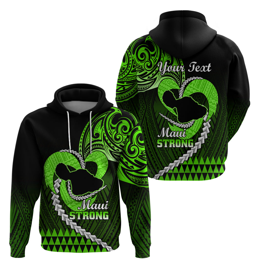 Personalised Hawaii Hoodie Maui Be Strong Kakau Green Version - Wonder Print Shop
