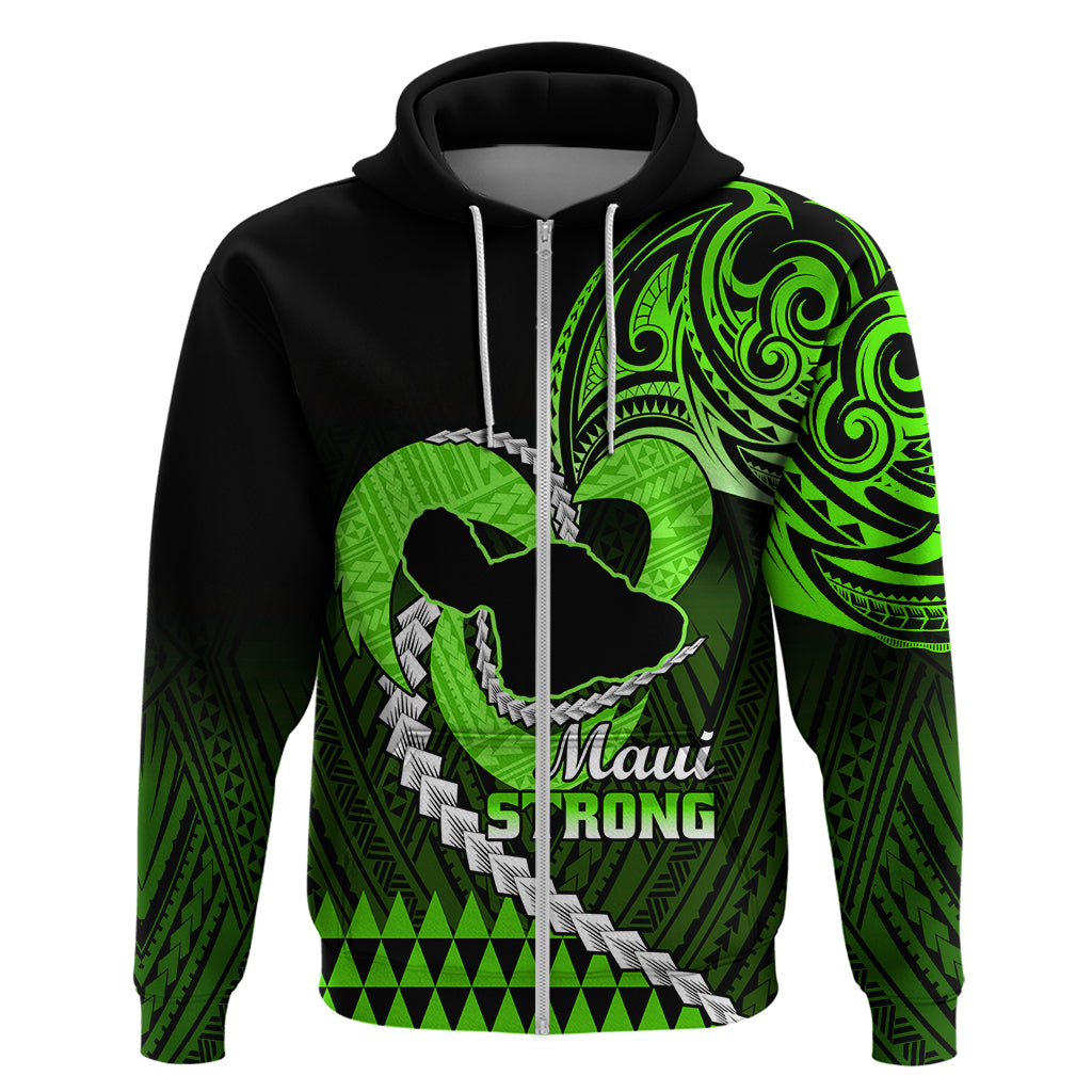 Personalised Hawaii Hoodie Maui Be Strong Kakau Green Version - Wonder Print Shop
