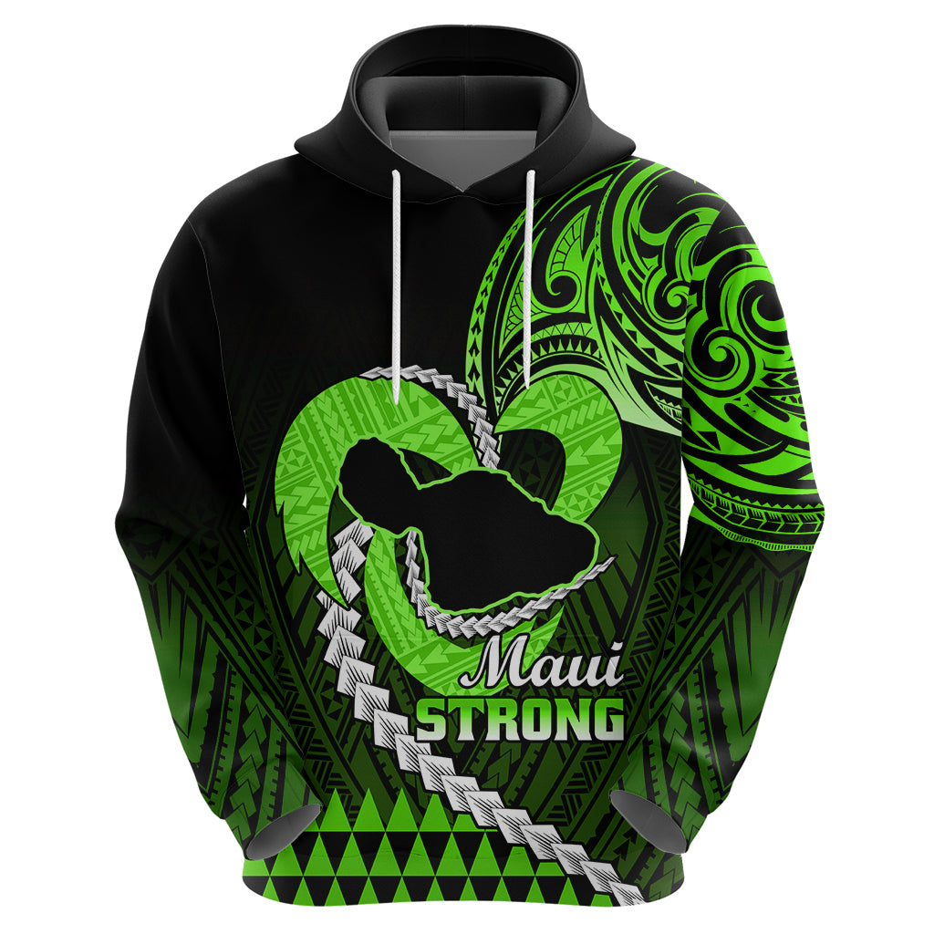 Personalised Hawaii Hoodie Maui Be Strong Kakau Green Version - Wonder Print Shop