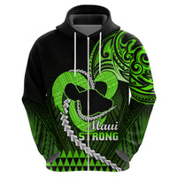 Personalised Hawaii Hoodie Maui Be Strong Kakau Green Version - Wonder Print Shop