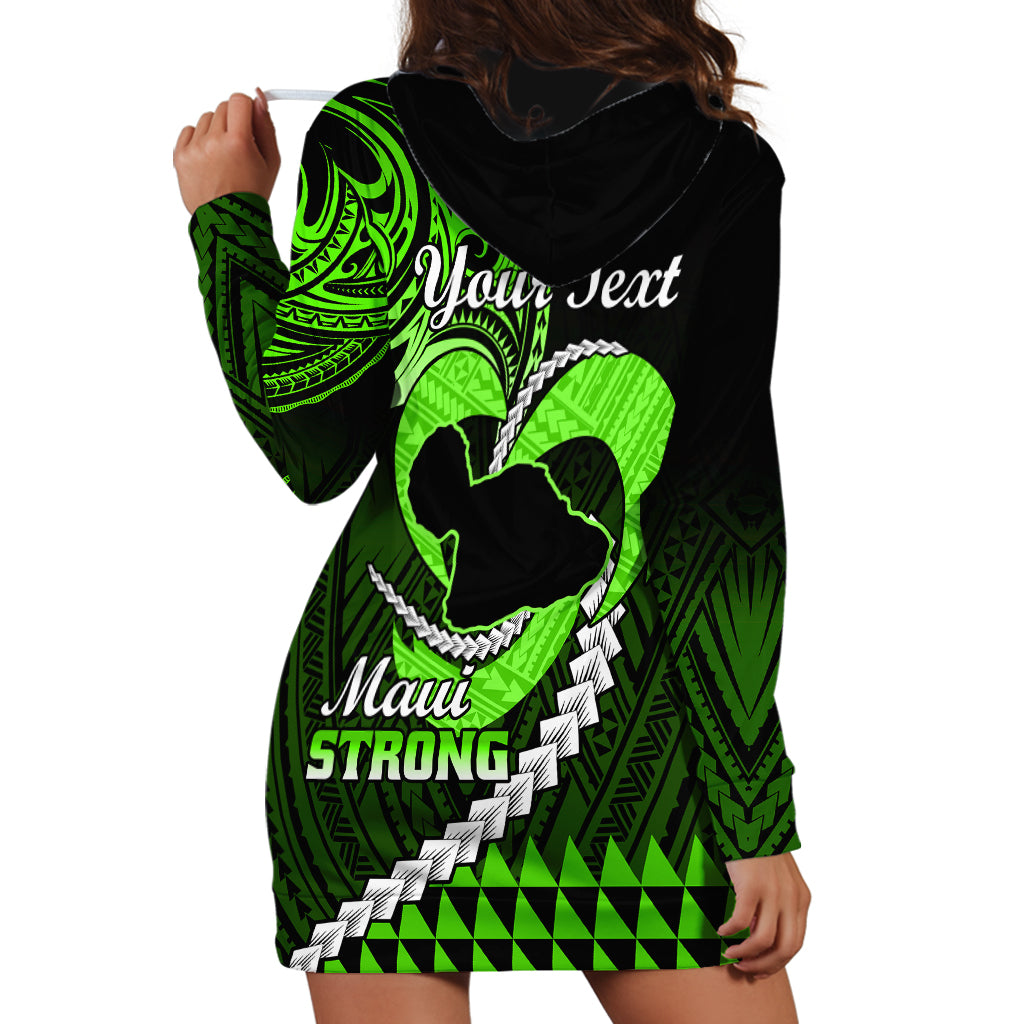 Personalised Hawaii Hoodie Dress Maui Be Strong Kakau Green Version - Wonder Print Shop