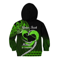 Personalised Hawaii Kid Hoodie Maui Be Strong Kakau Green Version - Wonder Print Shop