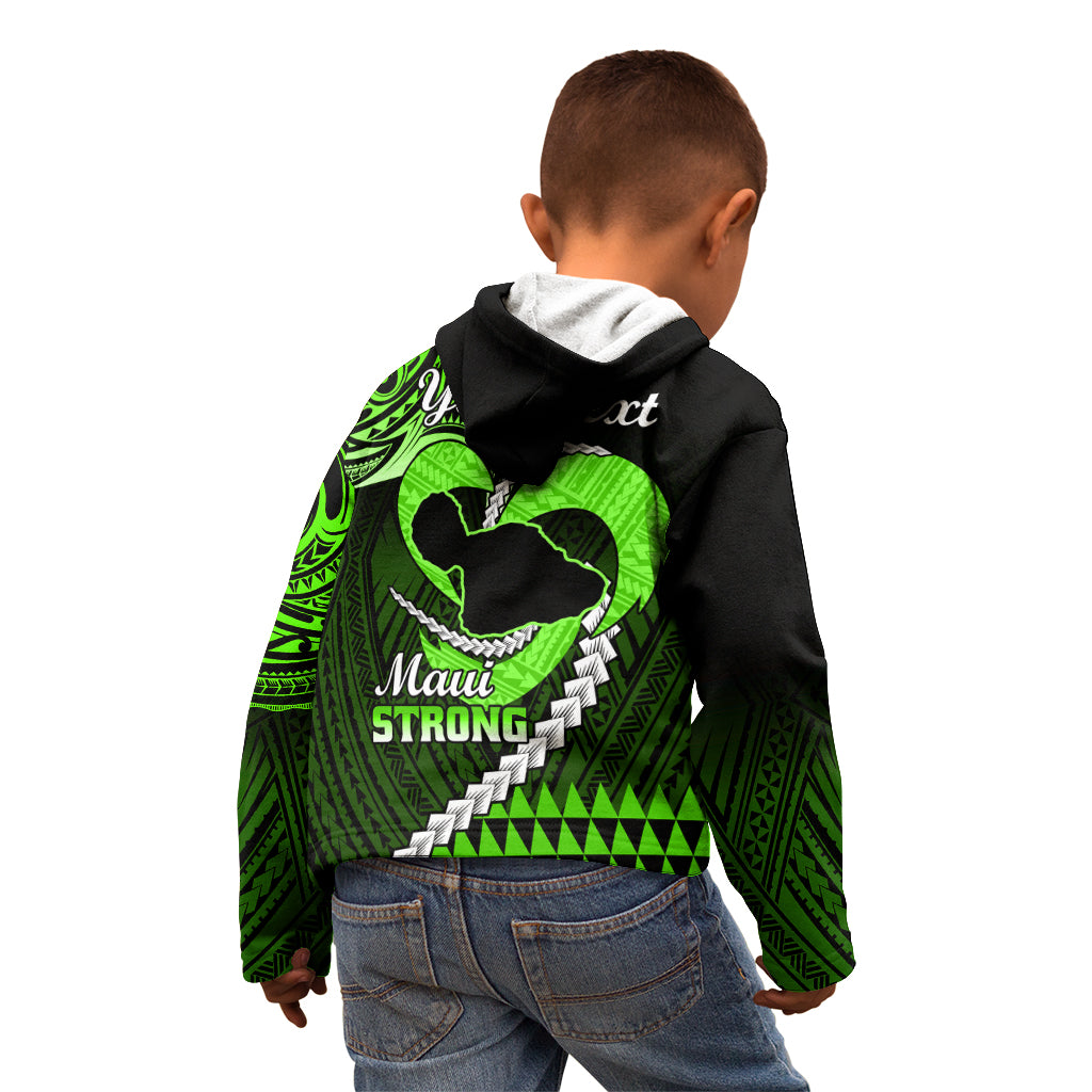 Personalised Hawaii Kid Hoodie Maui Be Strong Kakau Green Version - Wonder Print Shop