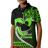 Personalised Hawaii Kid Polo Shirt Maui Be Strong Kakau Green Version - Wonder Print Shop