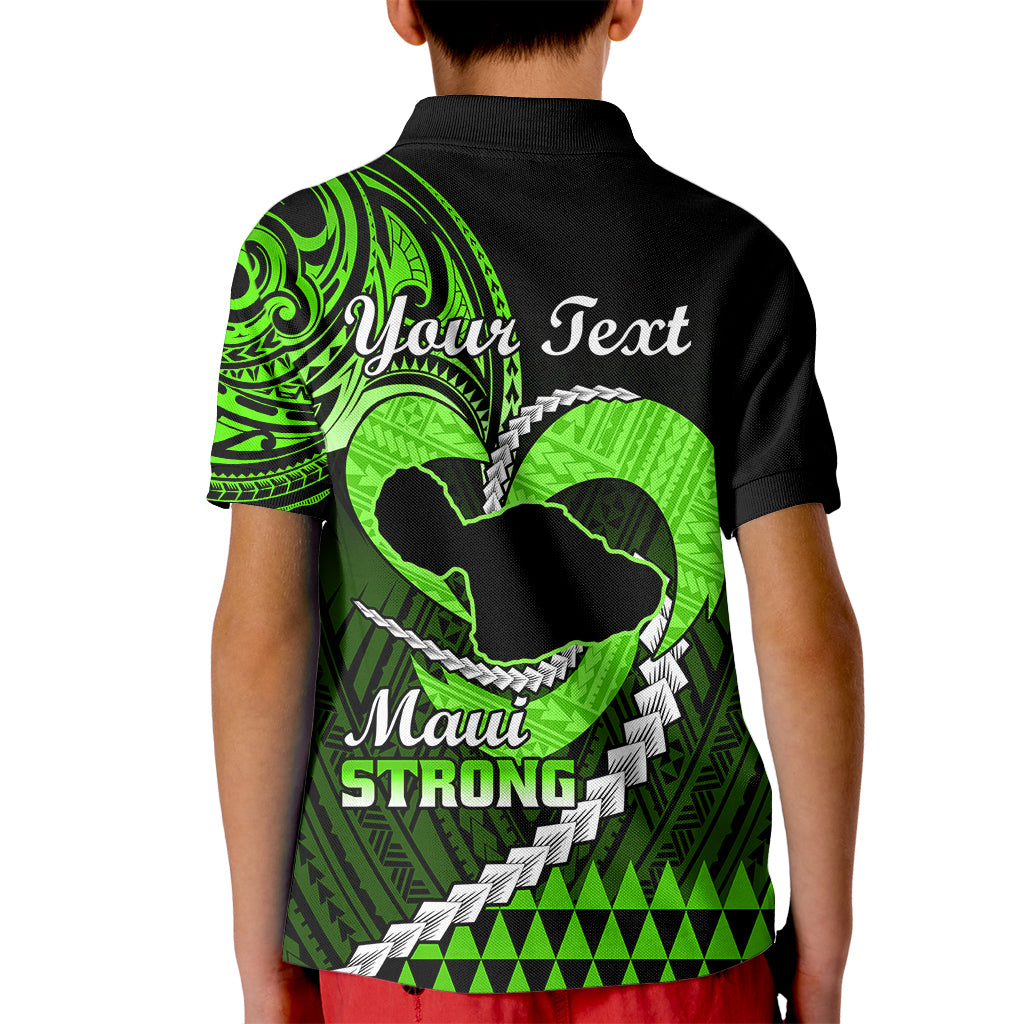 Personalised Hawaii Kid Polo Shirt Maui Be Strong Kakau Green Version - Wonder Print Shop
