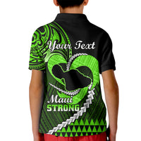Personalised Hawaii Kid Polo Shirt Maui Be Strong Kakau Green Version - Wonder Print Shop