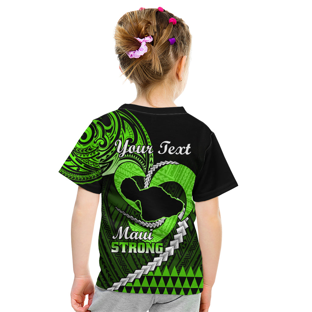Personalised Hawaii Kid T Shirt Maui Be Strong Kakau Green Version - Wonder Print Shop