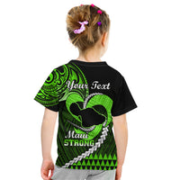 Personalised Hawaii Kid T Shirt Maui Be Strong Kakau Green Version - Wonder Print Shop