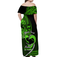 Personalised Hawaii Off Shoulder Maxi Dress Maui Be Strong Kakau Green Version - Wonder Print Shop