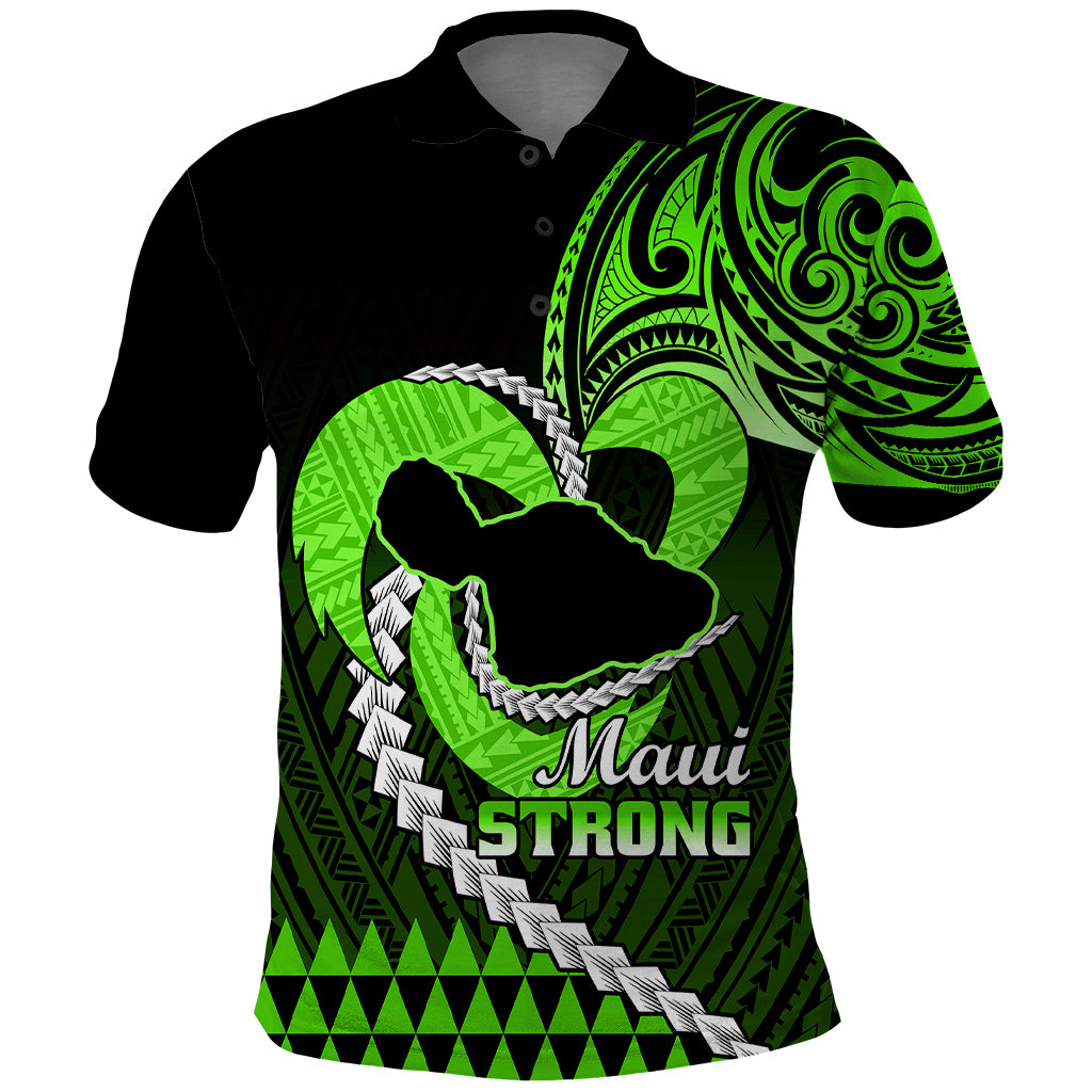 Personalised Hawaii Polo Shirt Maui Be Strong Kakau Green Version - Wonder Print Shop