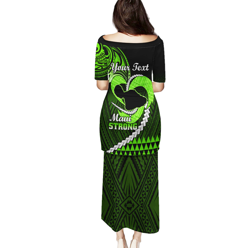 Personalised Hawaii Puletasi Maui Be Strong Kakau Green Version - Wonder Print Shop