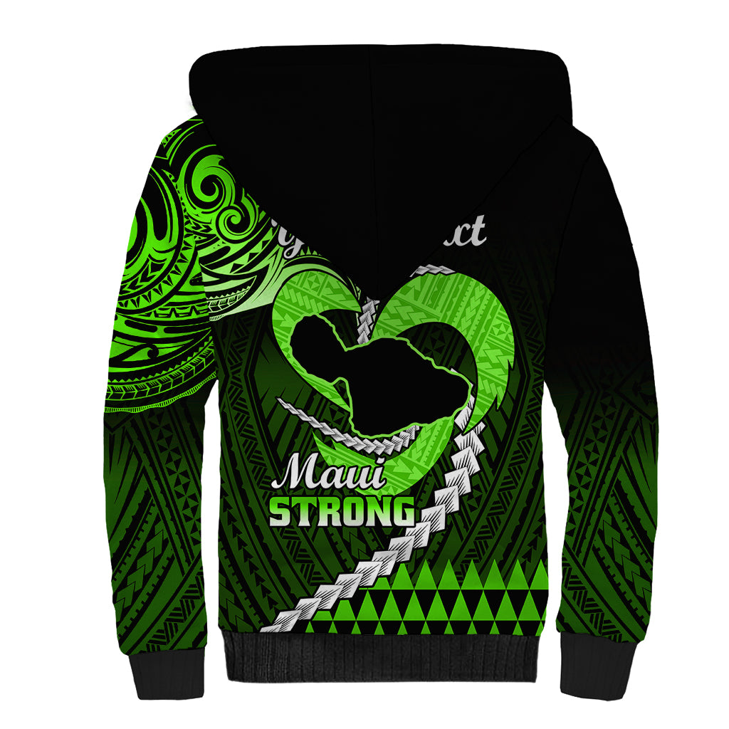 Personalised Hawaii Sherpa Hoodie Maui Be Strong Kakau Green Version - Wonder Print Shop