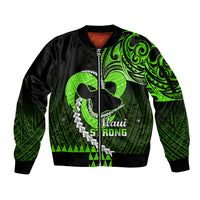 Personalised Hawaii Sleeve Zip Bomber Jacket Maui Be Strong Kakau Green Version - Wonder Print Shop