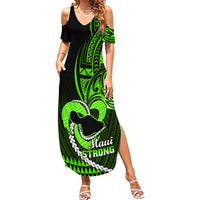 Personalised Hawaii Summer Maxi Dress Maui Be Strong Kakau Green Version - Wonder Print Shop
