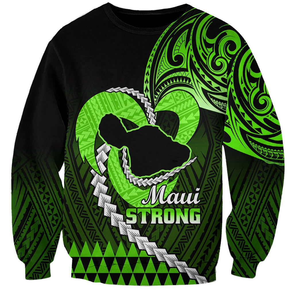 Personalised Hawaii Sweatshirt Maui Be Strong Kakau Green Version - Wonder Print Shop