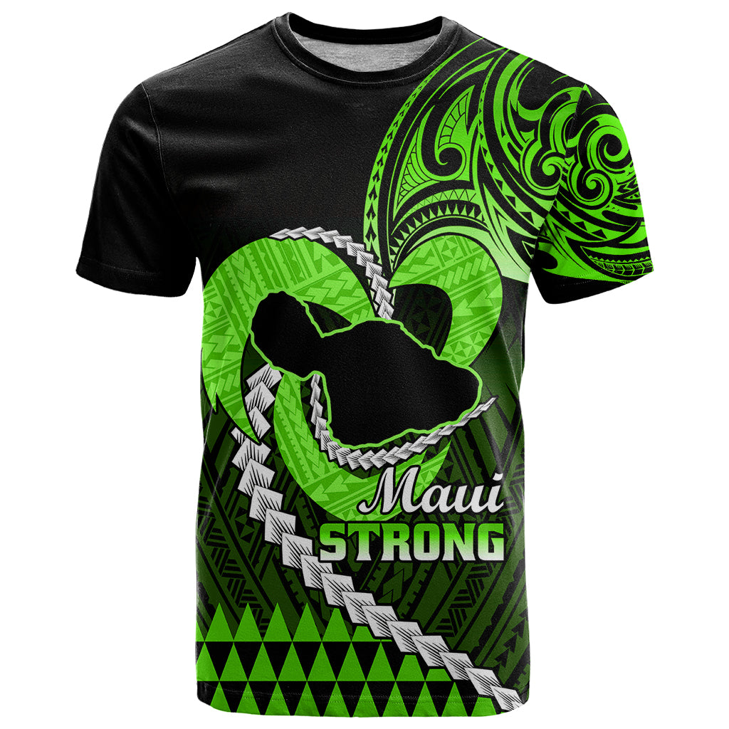 Personalised Hawaii T Shirt Maui Be Strong Kakau Green Version - Wonder Print Shop