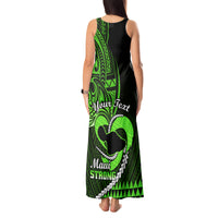 Personalised Hawaii Tank Maxi Dress Maui Be Strong Kakau Green Version - Wonder Print Shop